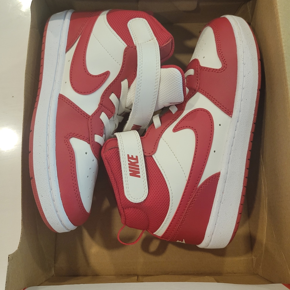 NWB Nike Kids Court Borough Red And White Shoes